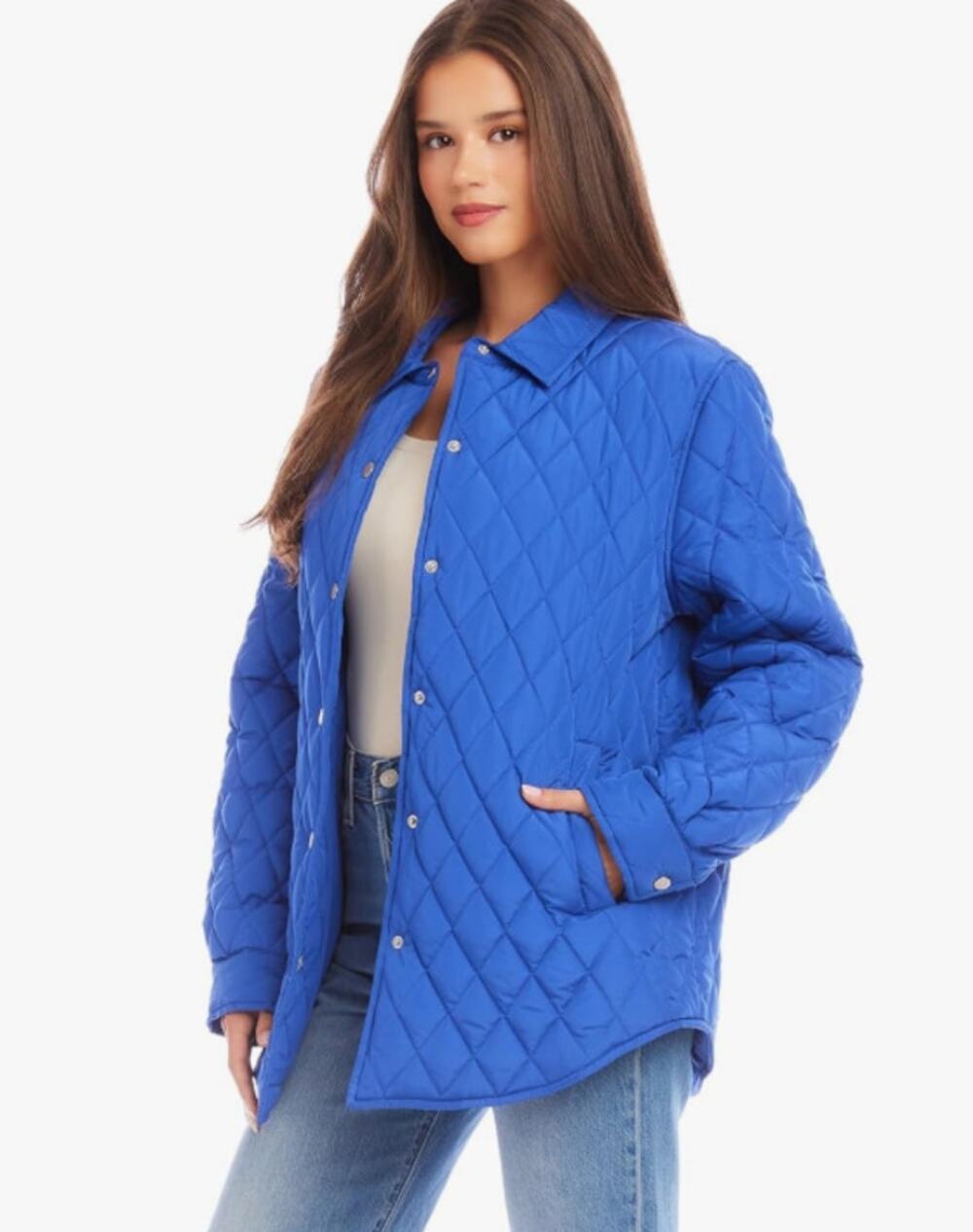 KAREN KANE COAT WOMENS SIZE MEDIUM QUILTED SNAP JACKET BRIGHT BLUE NEW